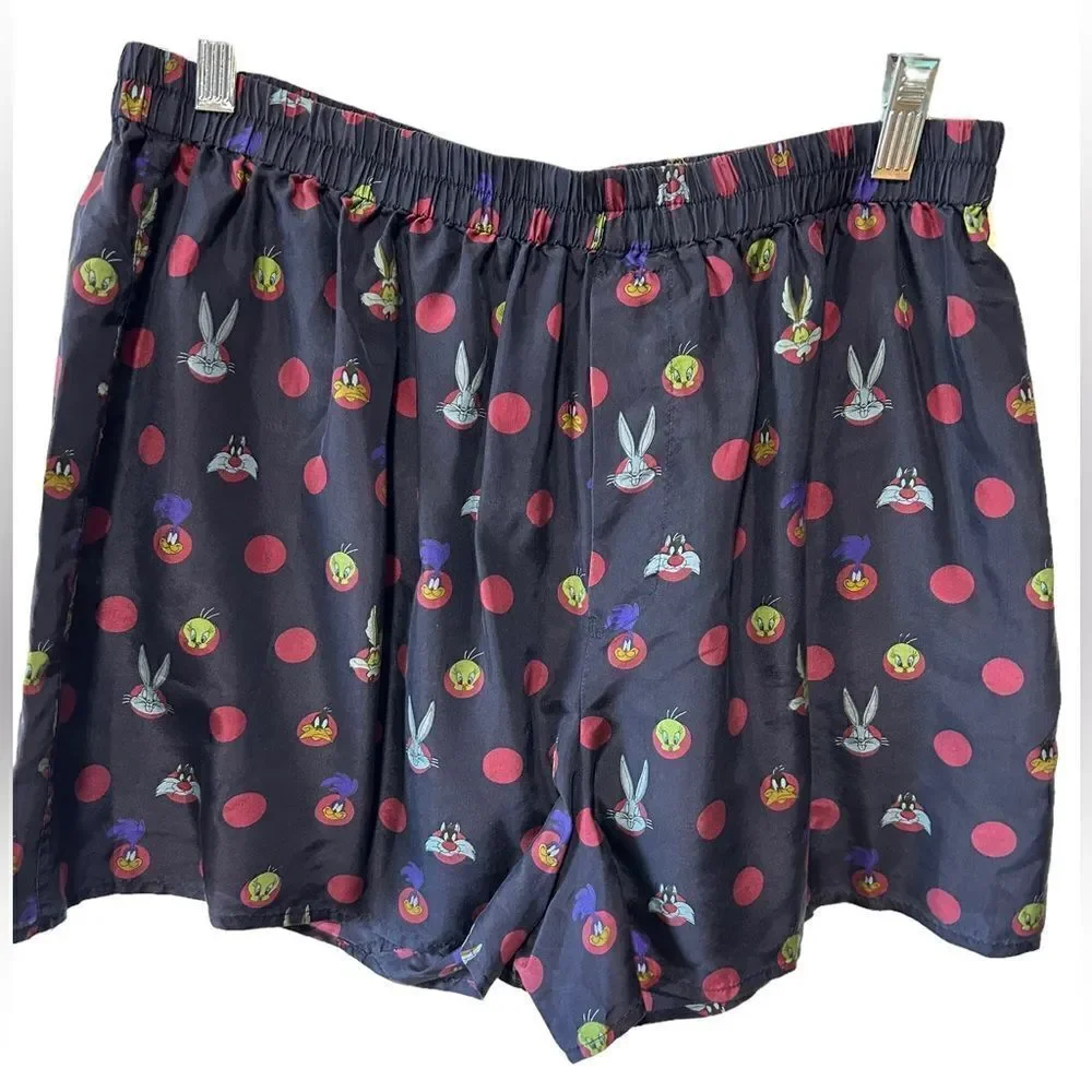 Vintage Looney Tunes Mania Navy Silk Boxers
